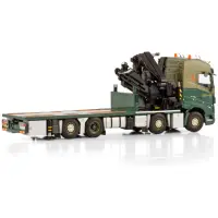 Albert van de Scheur BV; VOLVO FH5 GLOBETROTTER 8X2 TAG AXLE RIGED FLATBED TRUCK 8X2 TAG AXLE WITH FASSI 1300 + JIB