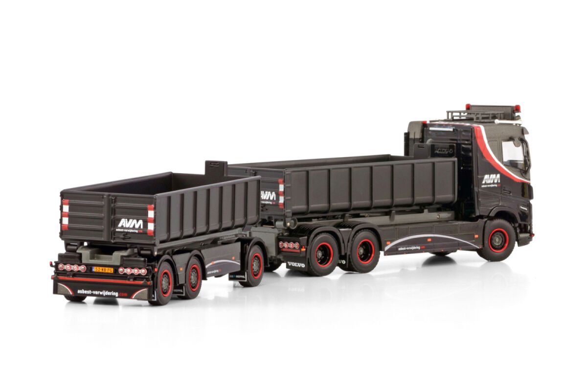 AVM Asbestverwijdering BV; VOLVO FH 5 SLEEPER CAB RIGED TRUCK WITH HOOKLIFT SYSTEM 6X2 TAG AXLE HOOKLIFT CONTAINER DRAWBAR TRAILER - 3 AXLE + 15M3 CONTAINER