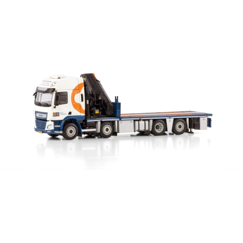 De Jong; DAF CF SPACE CAB MY2017 RIGED FLAT BED TRUCK WITH PALFINGER PK 65002 SH + JIB 8X2 TAG AXLE