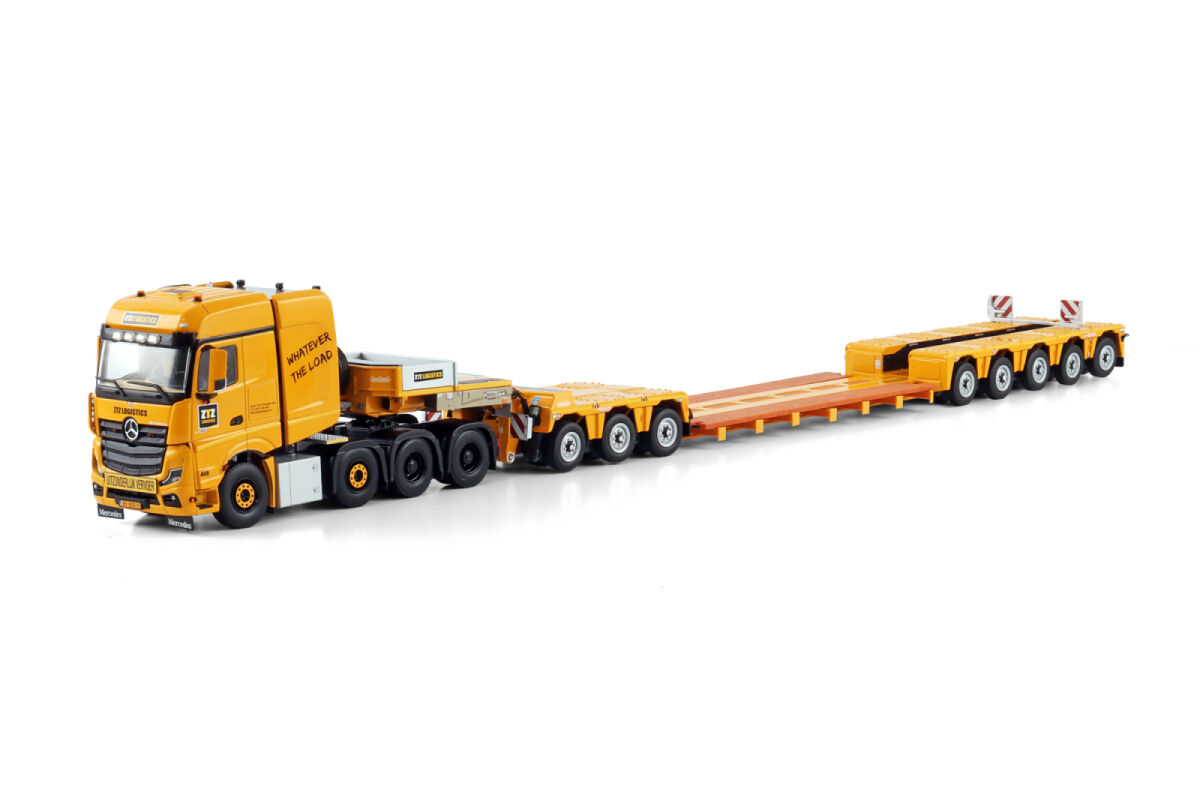 ZTZ Logistics; MERCEDES-BENZ ACTROS MP5 BIG SPACE 8X4 LOW LOADER - 5 AXLE + DOLLY - 3 AXLE