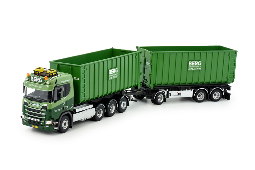 Berg's Scania Next Gen R530-V8 motorwagen, haakarm met aanhanger