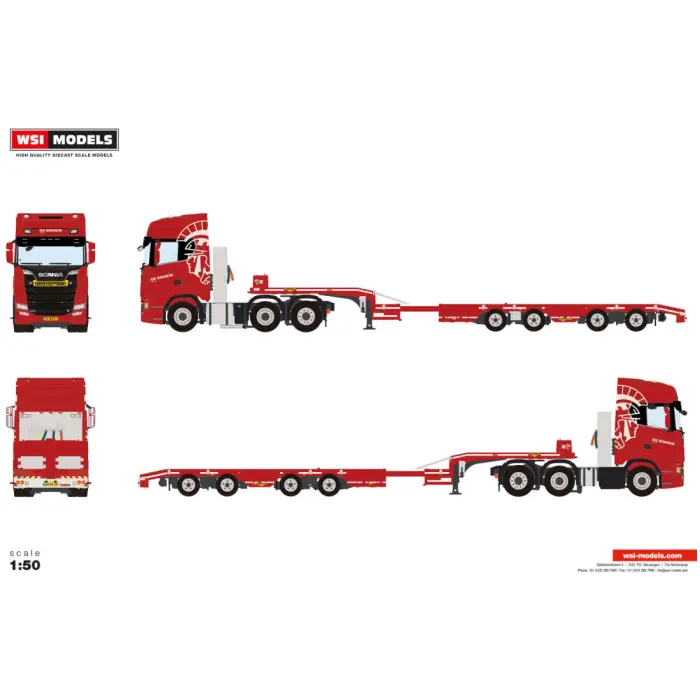 De Romein Groep; SCANIA S HIGHLINE CS20H 6X2 TWIN STEER SEMI WHEEL WELL LOW LOADER - 4 AXLE