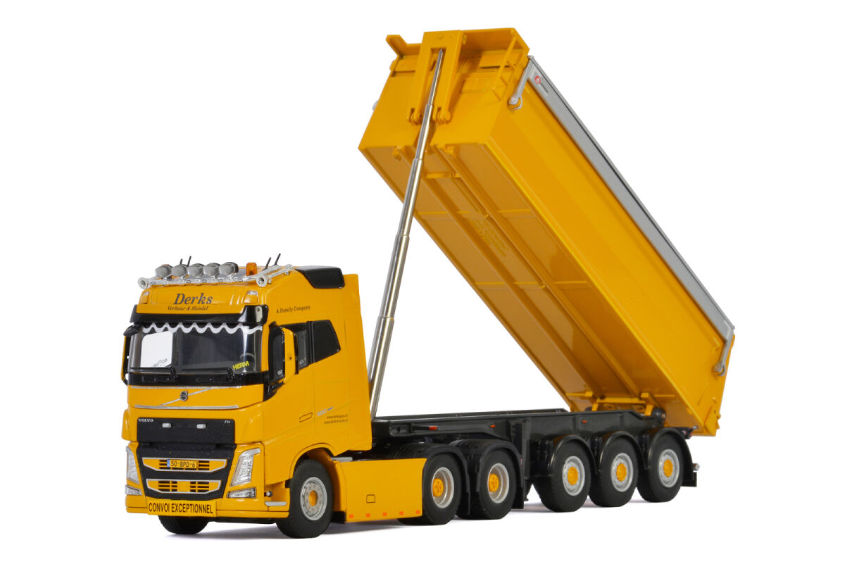 Derks GWW B.V. Volvo FH4 Globetrotter 6x2 Tag Axle met 3-assige kippertrailer