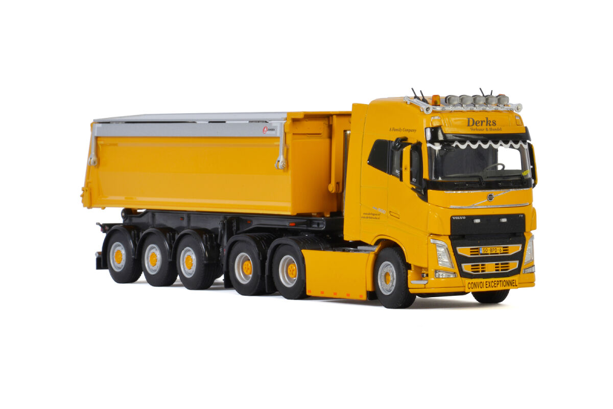 Derks GWW B.V. Volvo FH4 Globetrotter 6x2 Tag Axle met 3-assige kippertrailer