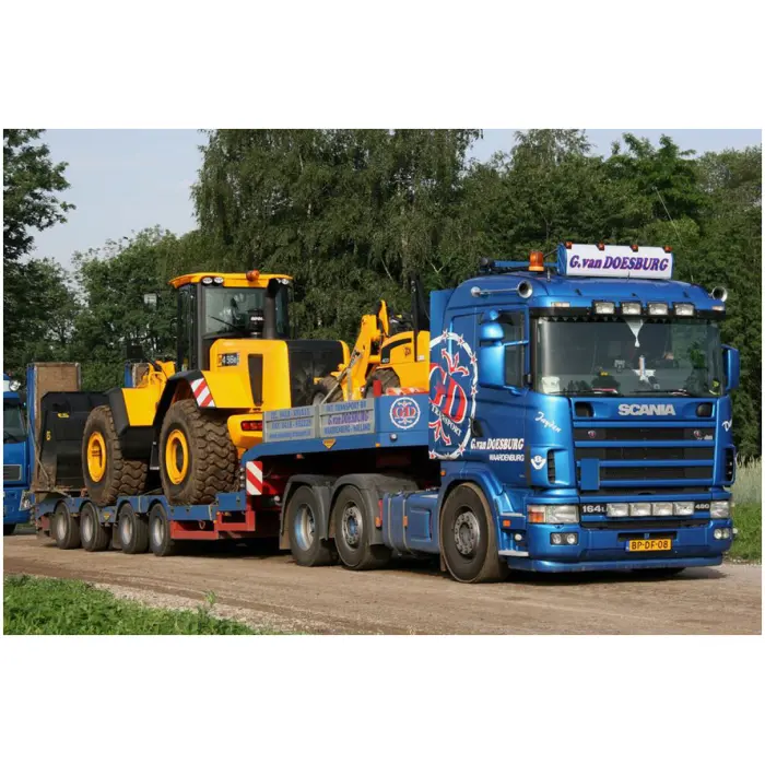 G. van Doesburg; SCANIA 4 SERIES FLAT ROOF 6X2 TWIN STEER SEMI WHEEL WELL LOW LOADER - 4 AXLE