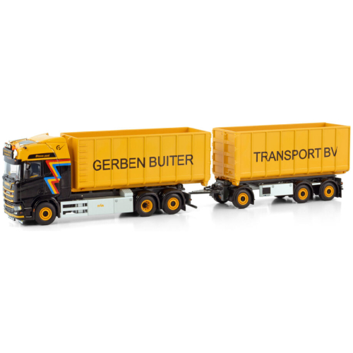 GERBEN BUITER; SCANIA R HIGHLINE CR20H 6X2 TAG AXLE + HOOK LIFT SYSTEM + CONTAINER 40M3 COMBI