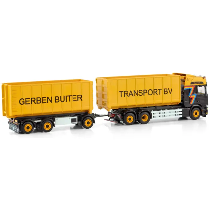 GERBEN BUITER; SCANIA R HIGHLINE CR20H 6X2 TAG AXLE + HOOK LIFT SYSTEM + CONTAINER 40M3 COMBI