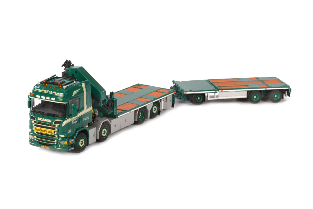 GL De Haan; Scania Streamline Highl 8x2 rigged flat bed with drawbar