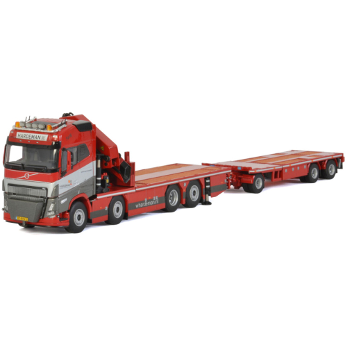 Hardeman; VOLVO FH5 GLOBETROTTER 8X2 TAG AXLE RIGED FLATBED + PALFINGER PK 65002 SH | JIB