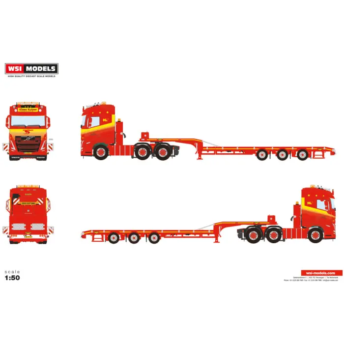 Klaas Kuiper Transport; VOLVO FH5 GLOBETROTTER 6X2 TWIN STEER SEMI LOW LOADER - 3 AXLE