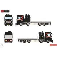 Bouwrent; SCANIA R NORMAL CR20N 8X2 TAG AXLE RIGED FLATBED TRUCK WITH PALFINGER PK 78002 SH + JIB
