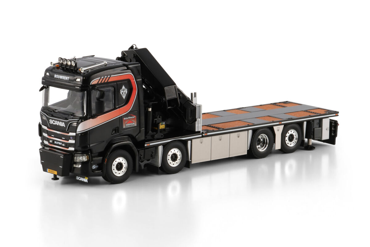 Bouwrent Scania R Normal Cr20n 8x2 Tag Axle Riged Flatbed Truck With Palfinger Pk 78002 Sh Jib